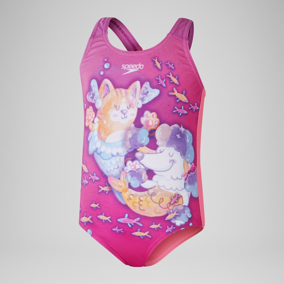 Maillot de bain Fille à imprimé numérique pour Filles Rose kiki/Cyclamen/Pétale