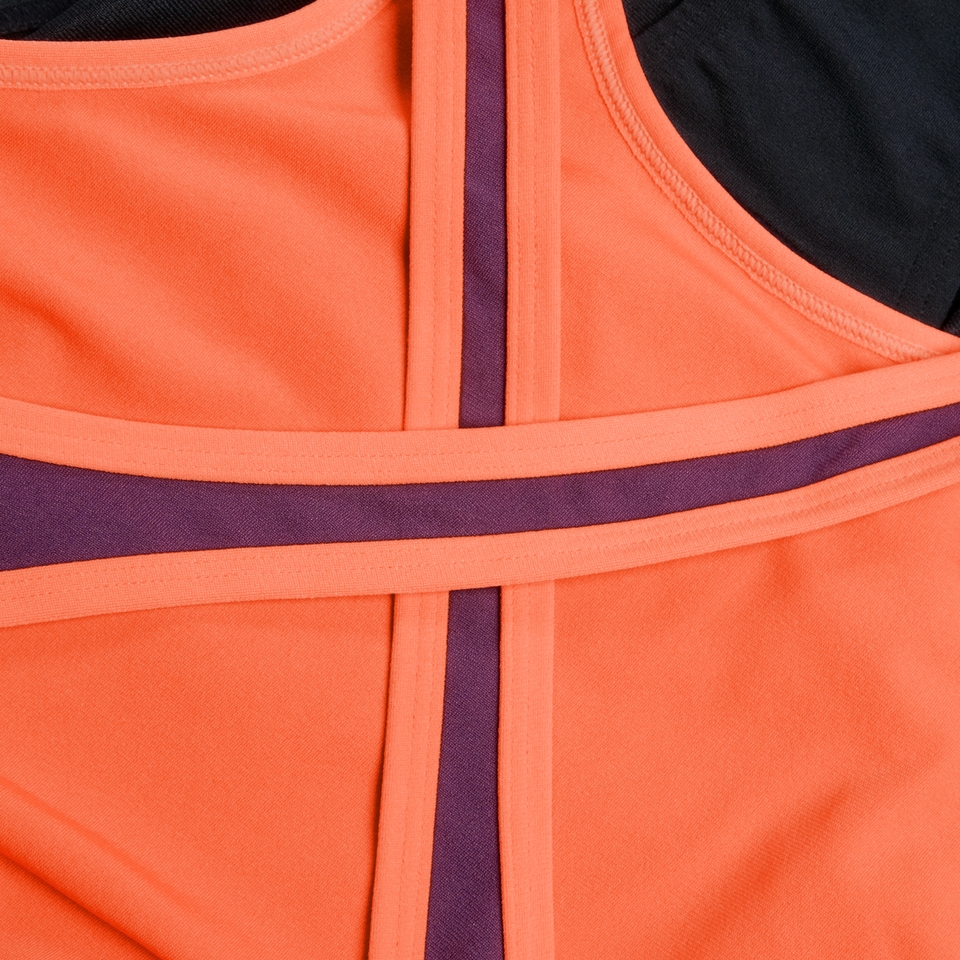 Women's High Neck Splice Cross Back Swimsuit Black/Purple