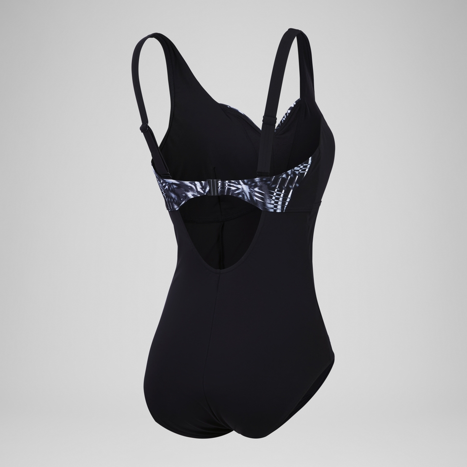 Damen OpusGem DD+ Shaping-Badeanzug mit Print Schwarz/Grau