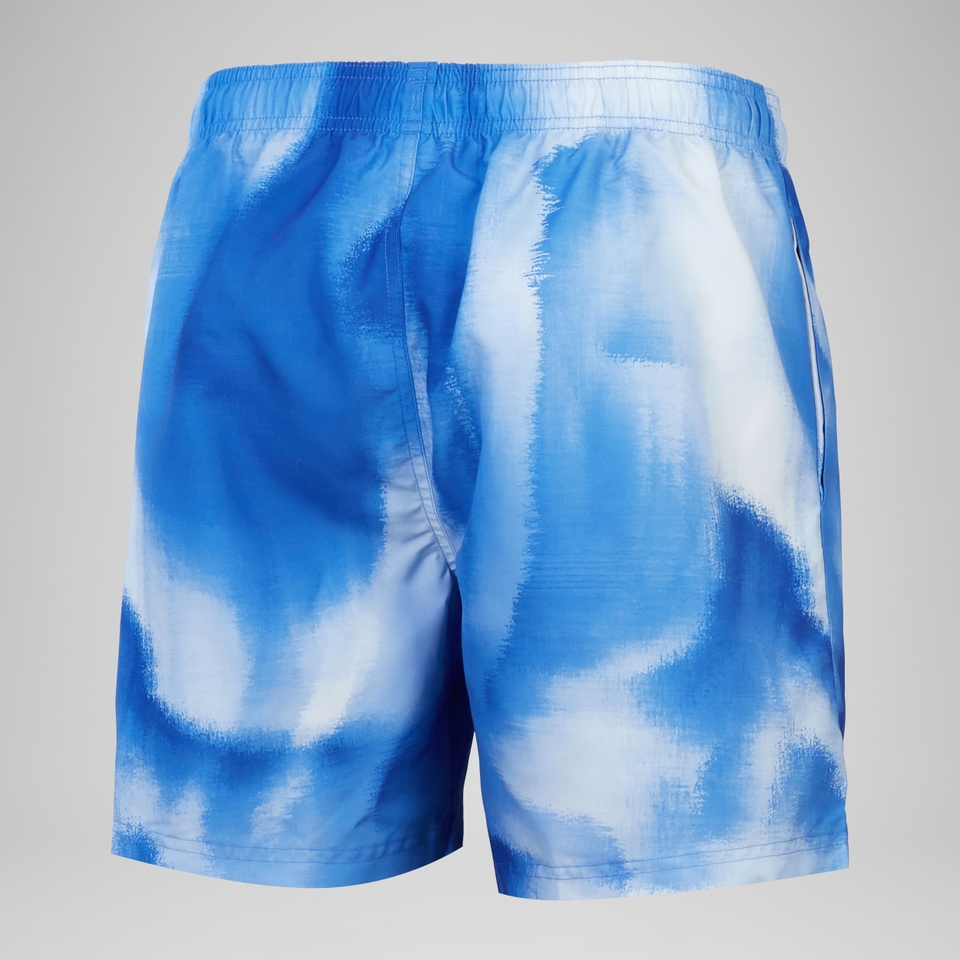 Herren Freizeit-Badeshorts mit Digital-Print, 16 Zoll Blau