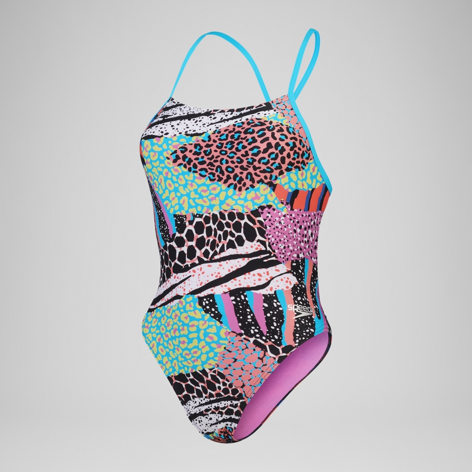 Women's Club Training Allover Digital Tie Back Swimsuit Black/Green