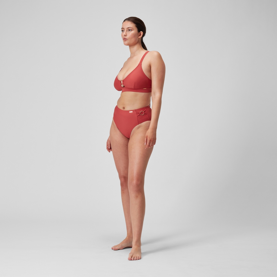 Damen Shaping-Bikinihose mit hohem Bund Rot