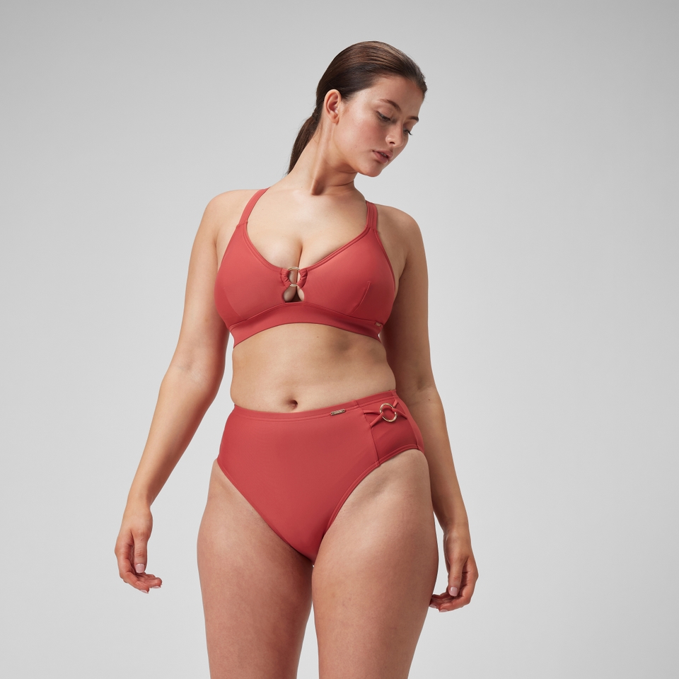 Damen Shaping-Bikinihose mit hohem Bund Rot