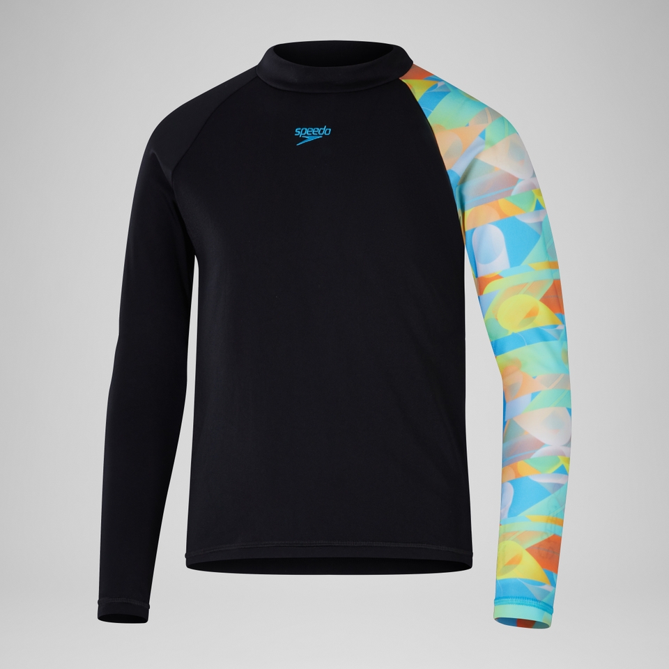 Jungen Langärmeliges Rash-Top mit Digital-Print Schwarz/Blau