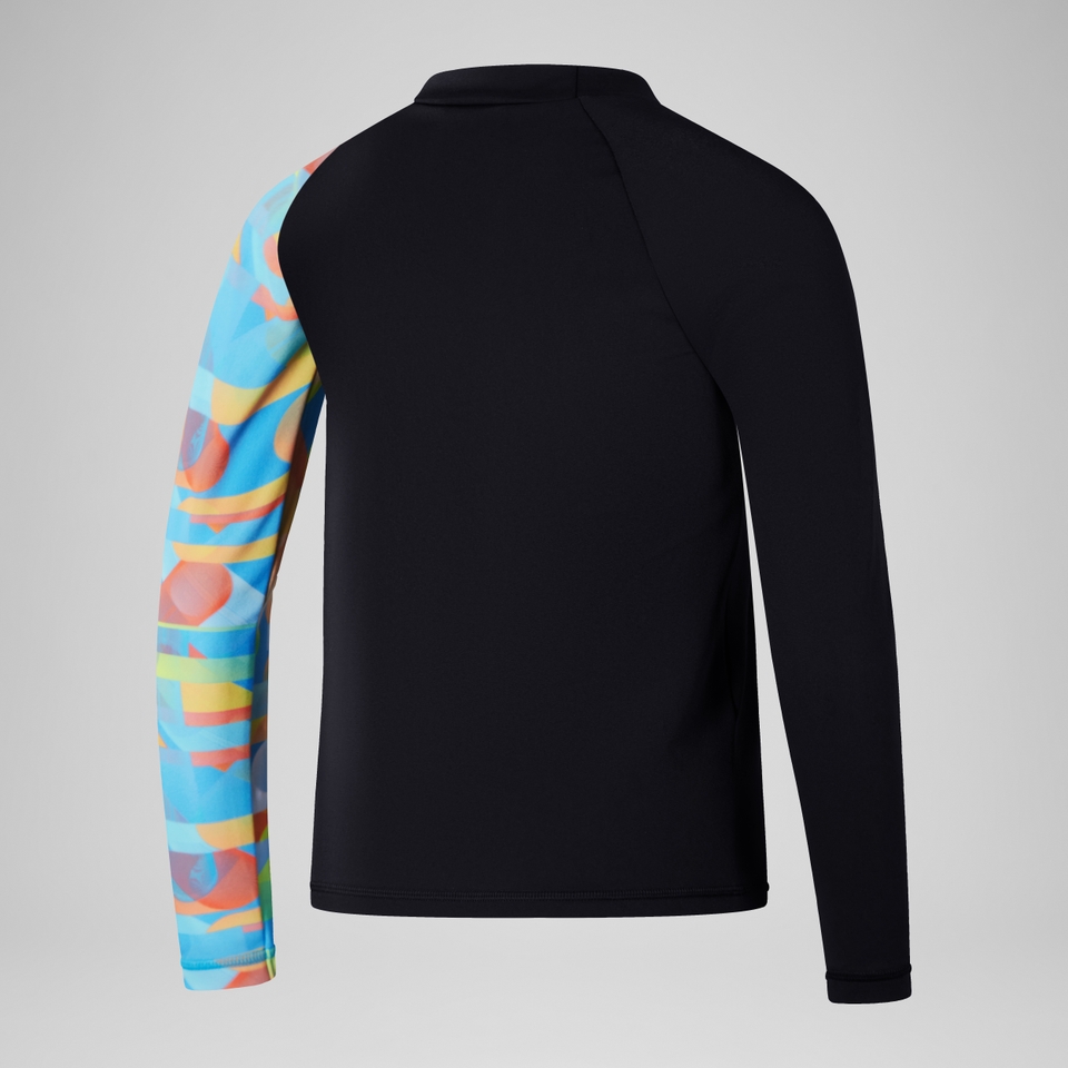 Jungen Langärmeliges Rash-Top mit Digital-Print Schwarz/Blau