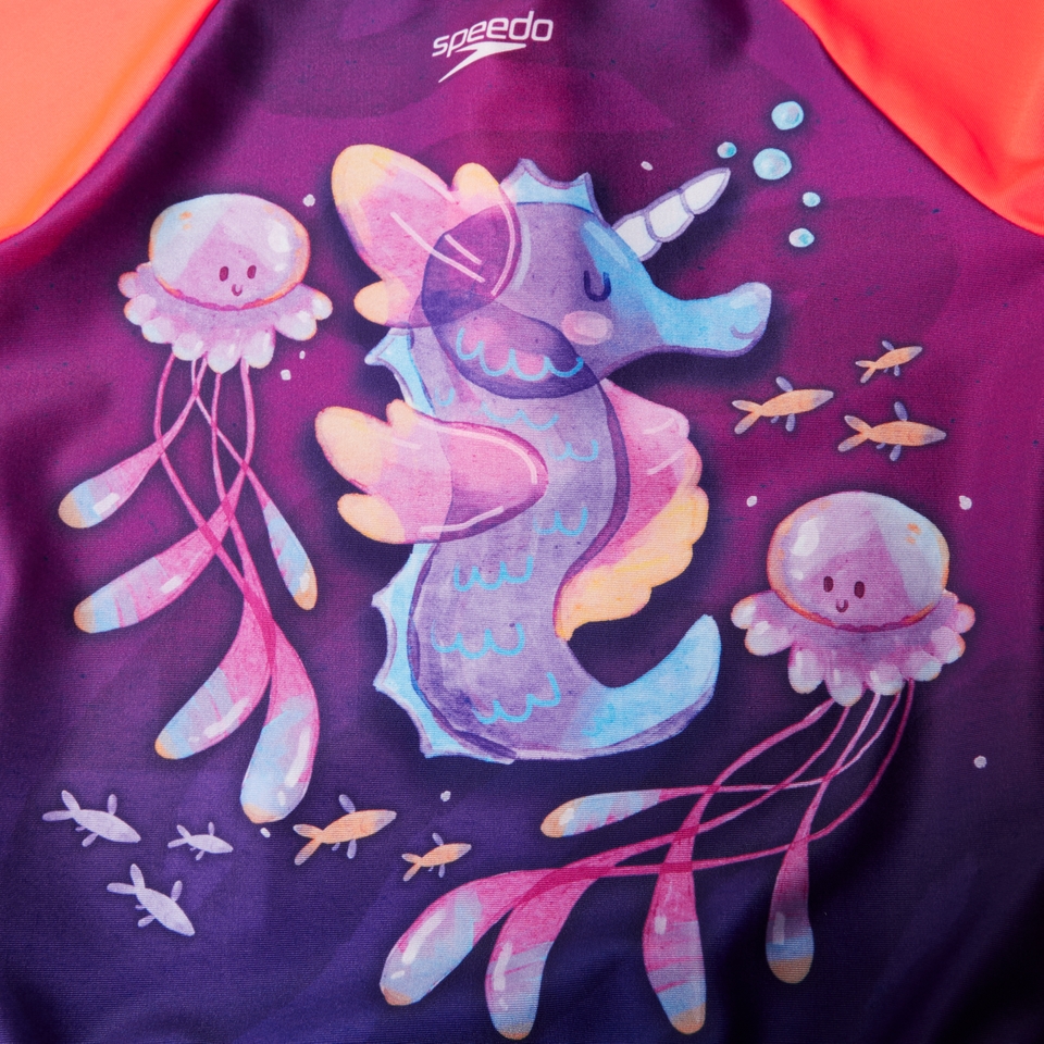 Maillot de bain Fille à manches longues et volants Digital pour Filles Desire/Rose kiki/Caribe