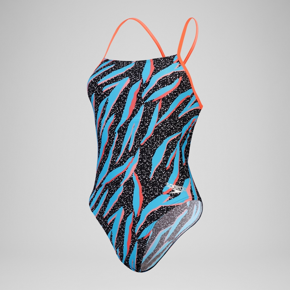 Women's Club Training Allover Lattice Tie Back Swimsuit Blue/Blue