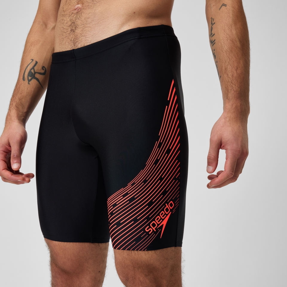 Herren Medley Schwimmhose mit Logo Schwarz/Rot
