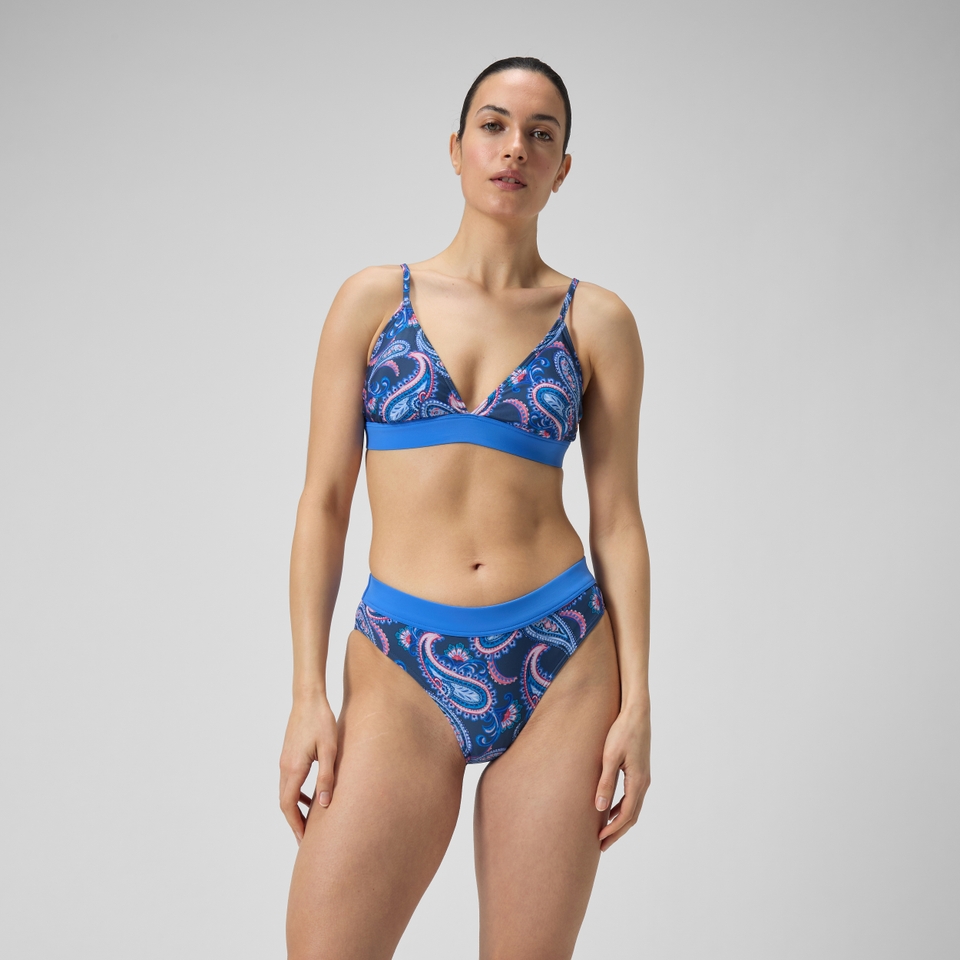 Damen Triangel-Bikini mit Schnürung und Print Blau/Marineblau