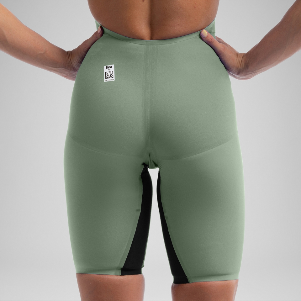Women's Fastskin LZR Pure Valor 2.0 Openback Kneeskin Green/Black