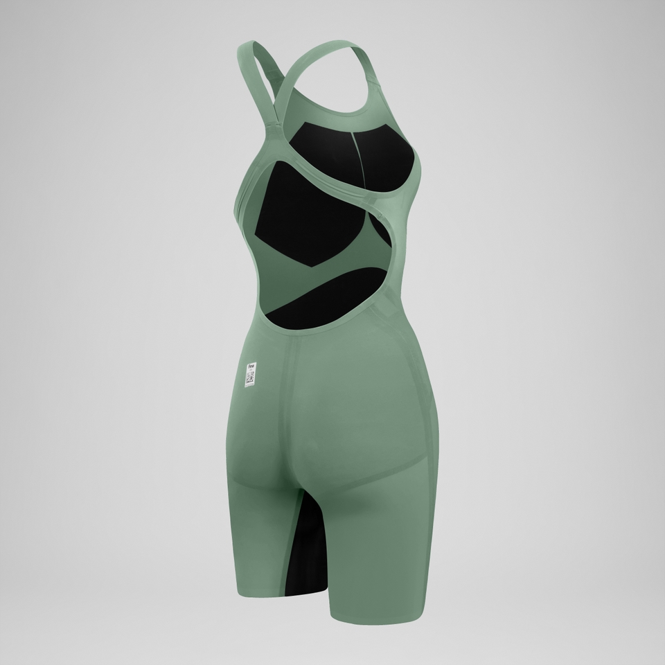 Women's Fastskin LZR Pure Valor 2.0 Openback Kneeskin Green/Black