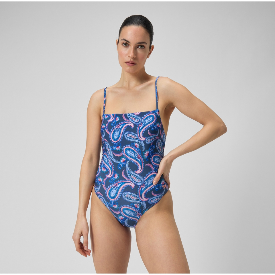 Women's Printed Adjustable Thinstrap Swimsuit Navy/Purple