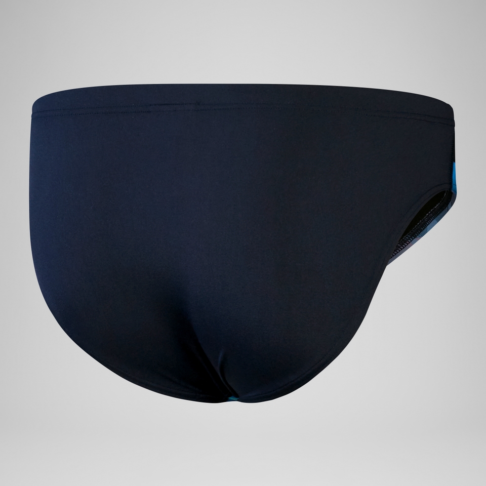 Herren Badeshorts mit digitalem Allover-Print, 7cm Marineblau/Rot