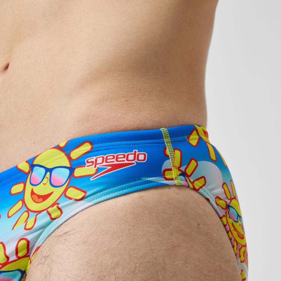 Herren Escape Badehose, 5 cm Gelb/Blau