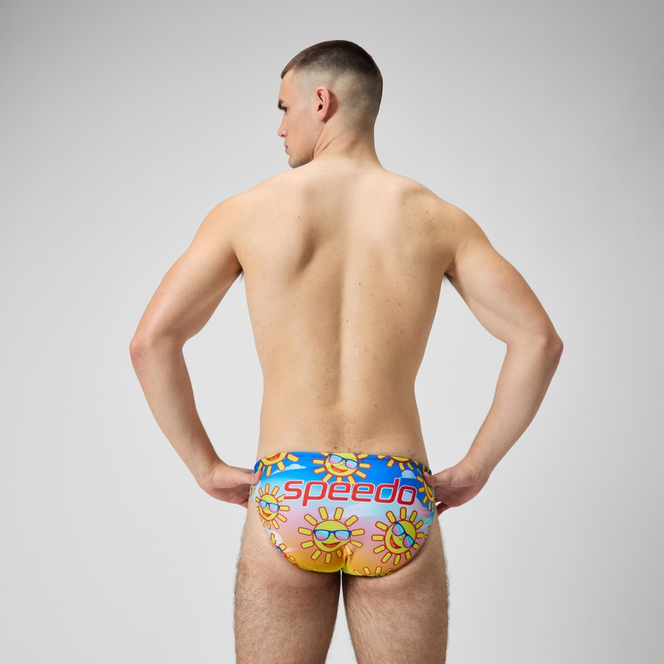 Herren Escape Badehose, 5 cm Gelb/Blau