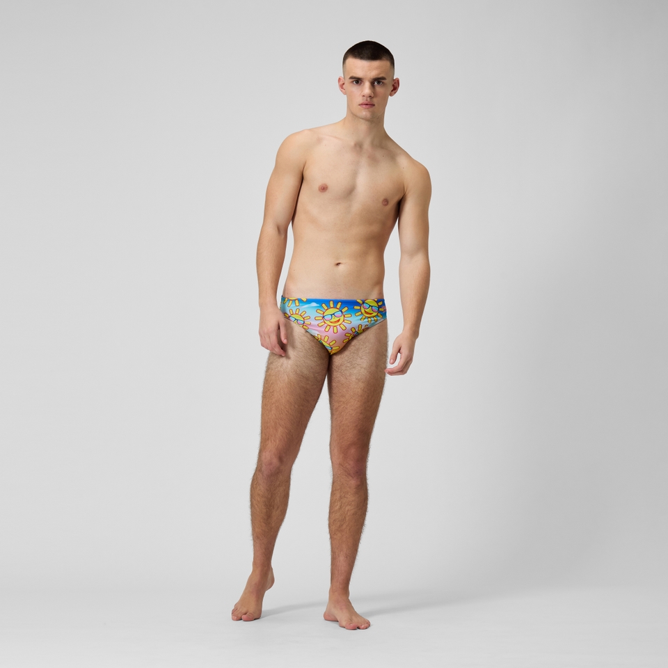 Herren Escape Badehose, 5 cm Gelb/Blau