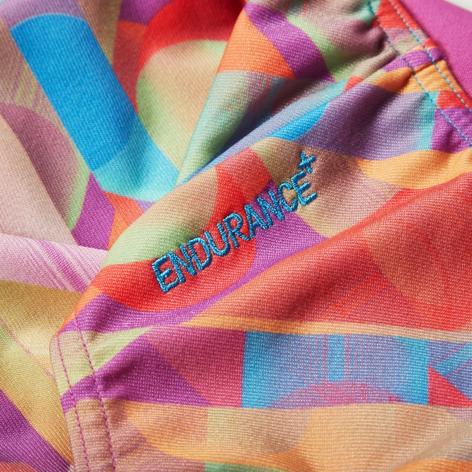 Mädchen Leaderback Badeanzug mit digitalem Allover-Print Pink/Blau
