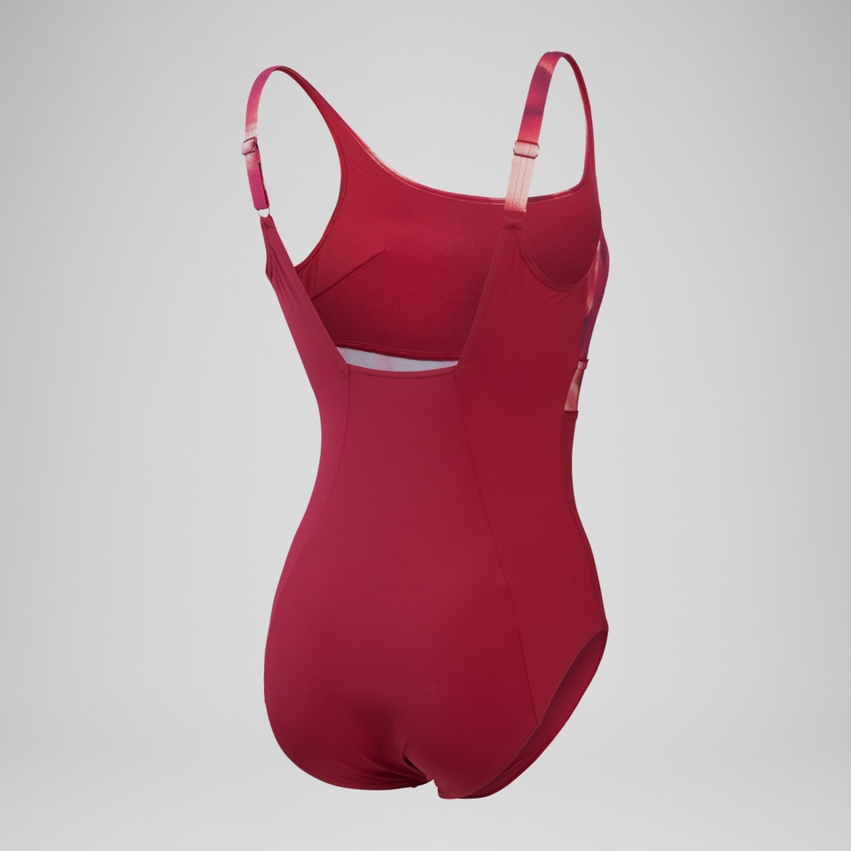 Maillot de bain gainant Femmes à imprimé Contour Eclipse pour Femmes Violet/Rouge