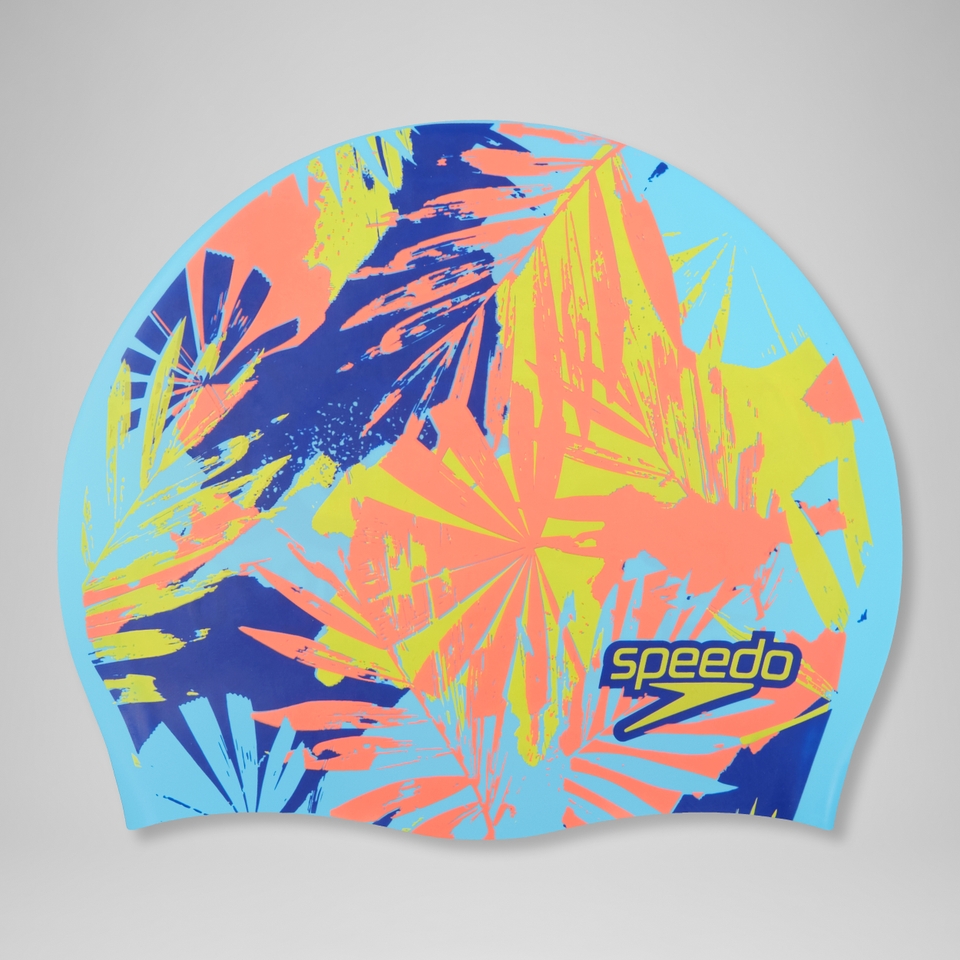 Bonnet de bain enfant réversible à message Bleu picton/Jus de citron/Rouge sirène