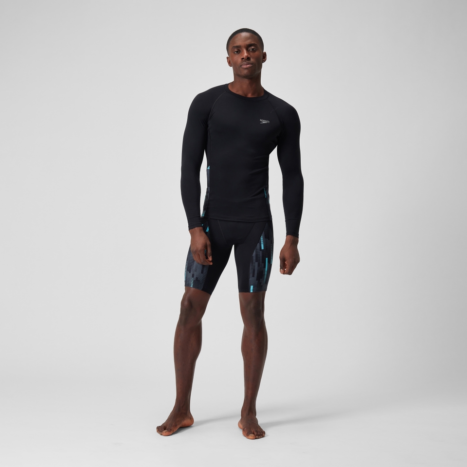 T-shirt rashguard Hommes END+ Splice pour Hommes Noir/Gris USA/Bleu marine
