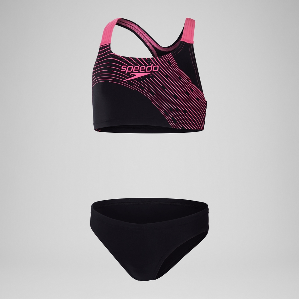 Mädchen Medley Bikini mit Logo Schwarz/Pink