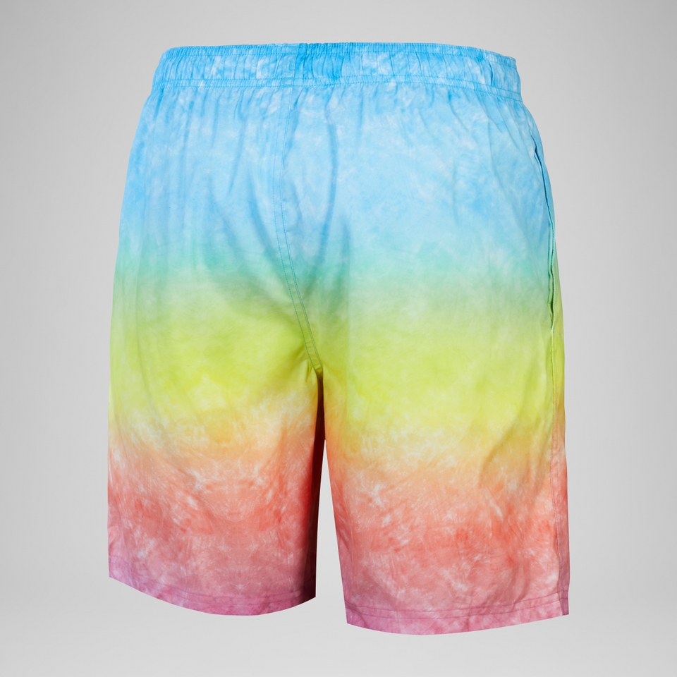 Herren Freizeit-Badeshorts mit Digital-Print, 18 Zoll Blau/Gelb