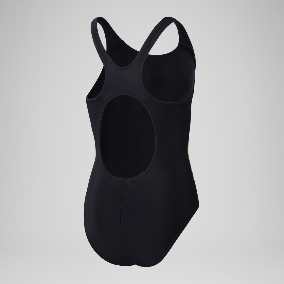 Girls' Placement Muscleback Swimsuit Black/Orange