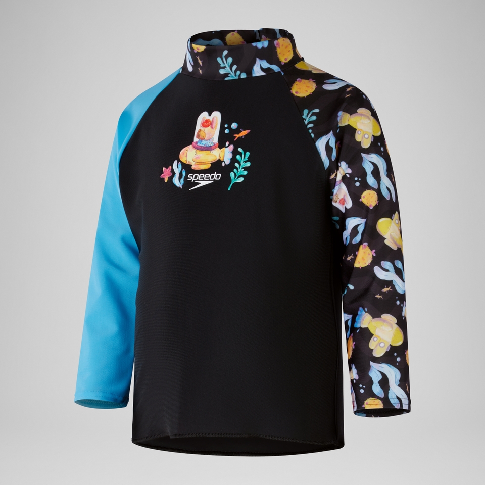 Boys' Digital Long Sleeve Rash Top Black/Grey