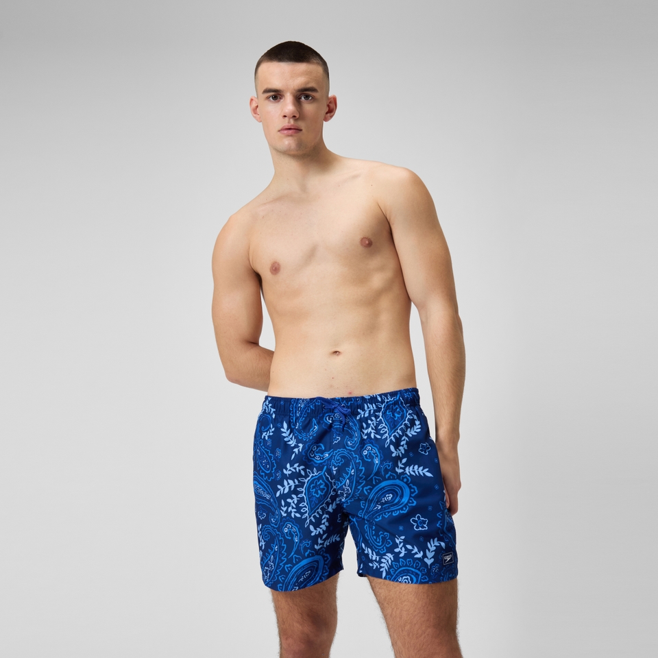Men's Printed Leisure 16" Swim Shorts Blue