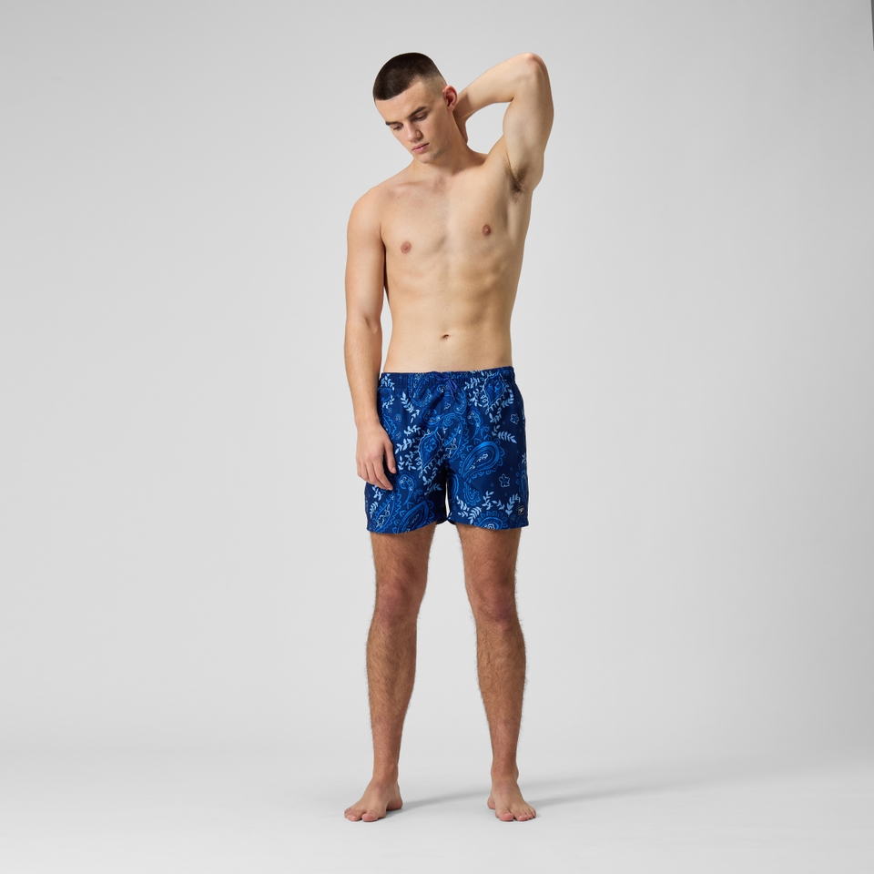 Men's Printed Leisure 16" Swim Shorts Blue