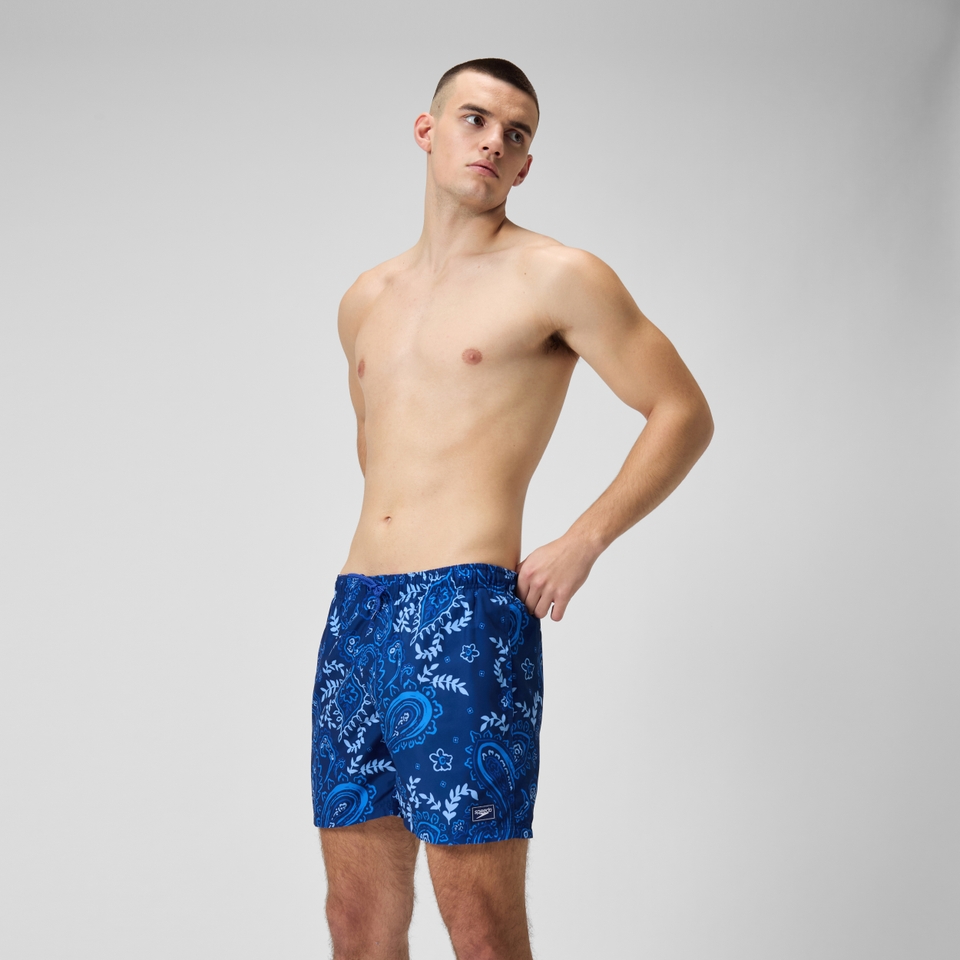 Men's Printed Leisure 16" Swim Shorts Blue