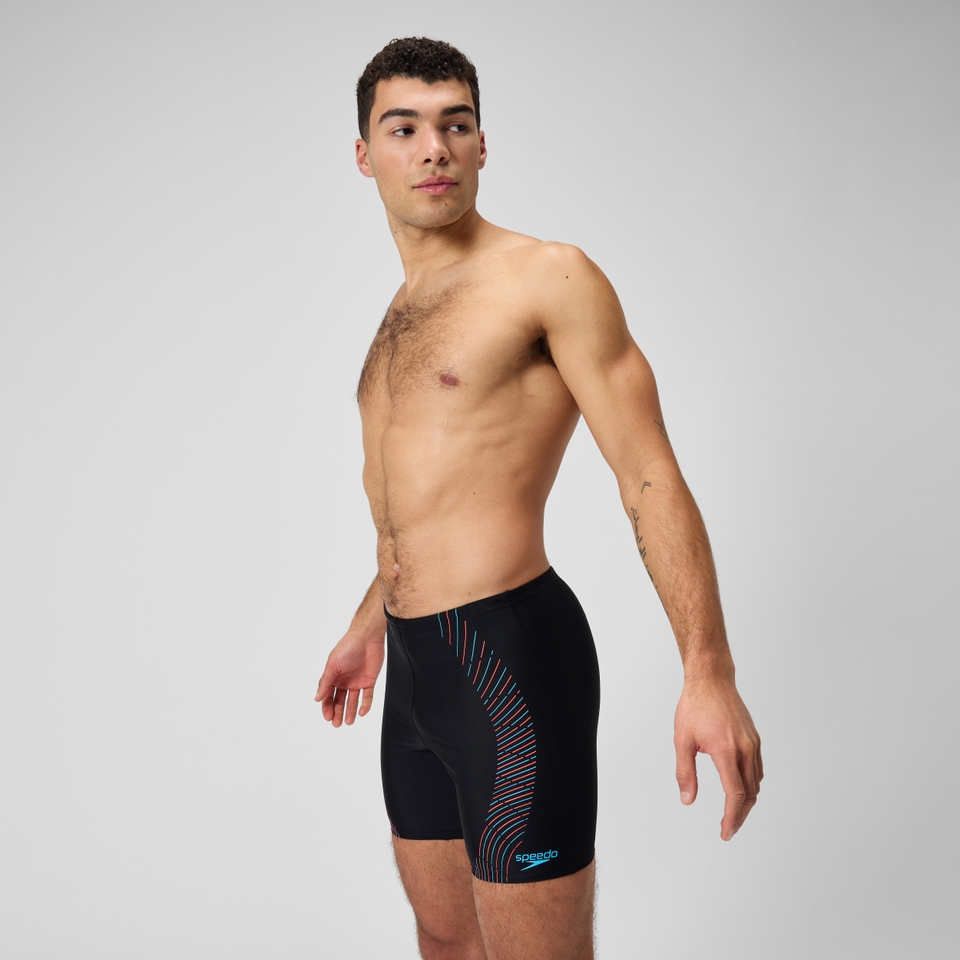 Jammer court Hommes à imprimé logo Duo pour Hommes Noir/Bleu picton/Rouge sirène