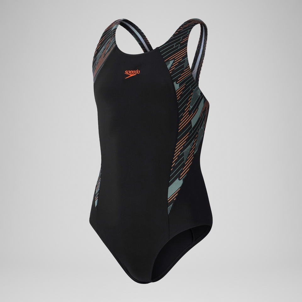 Girls' HyperBoom Splice Muscleback Swimsuit Black/Green