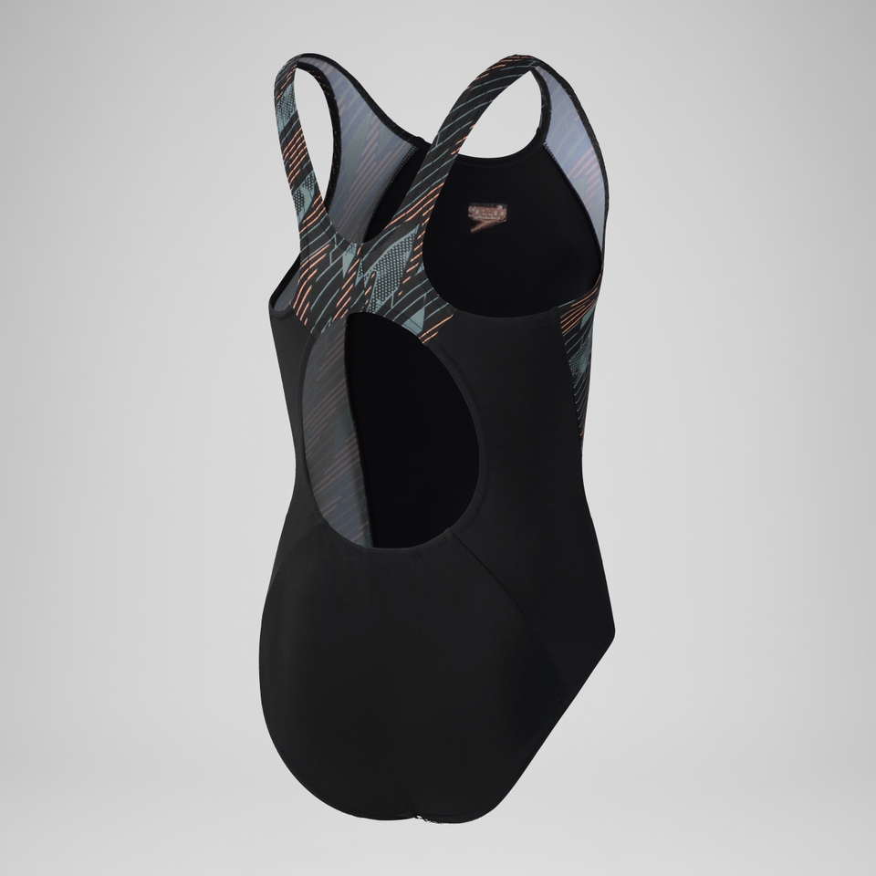 Girls' HyperBoom Splice Muscleback Swimsuit Black/Green