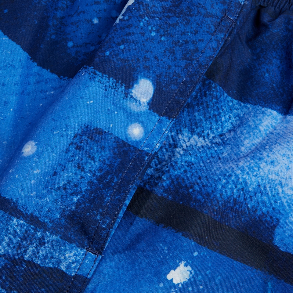 Herren Freizeit-Badeshorts mit Digital-Print, 14 Zoll Blau