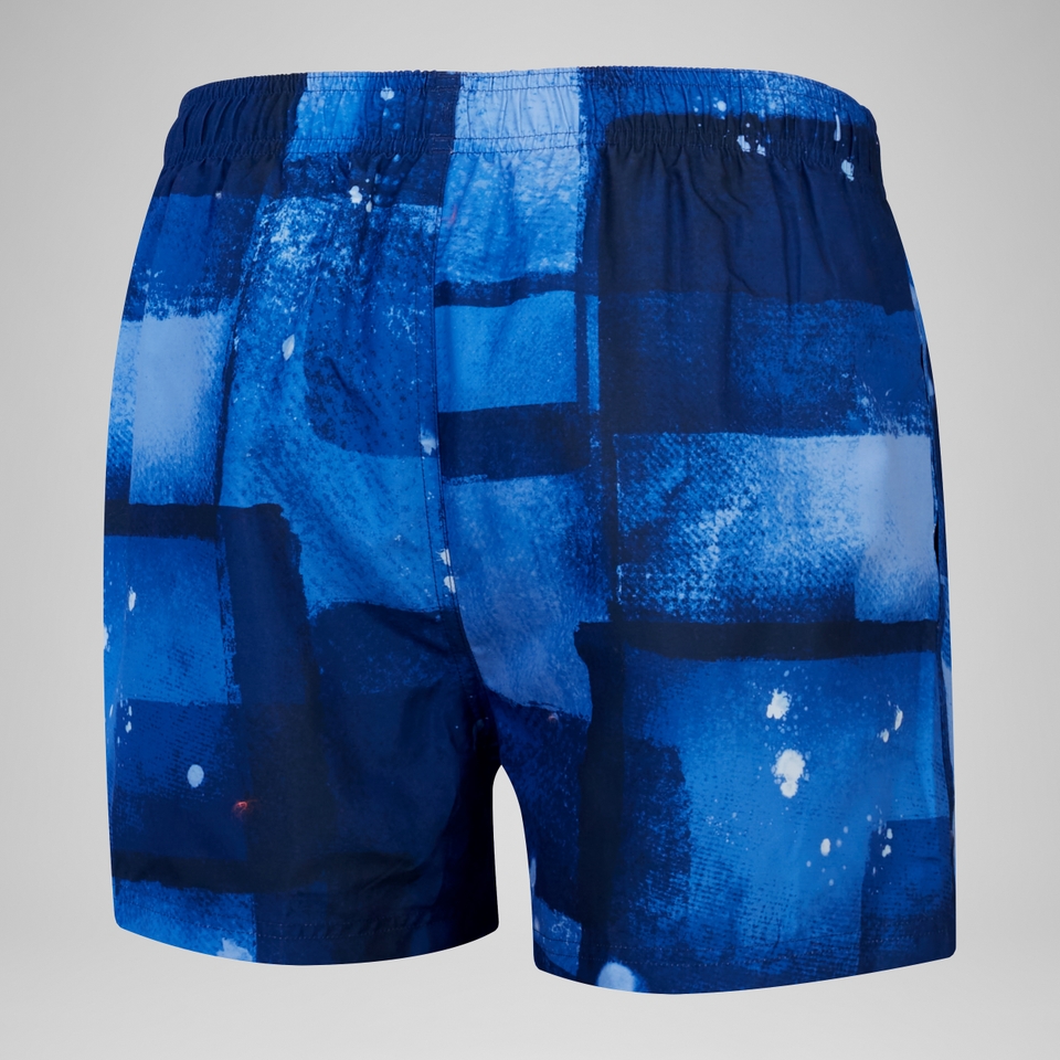 Herren Freizeit-Badeshorts mit Digital-Print, 14 Zoll Blau