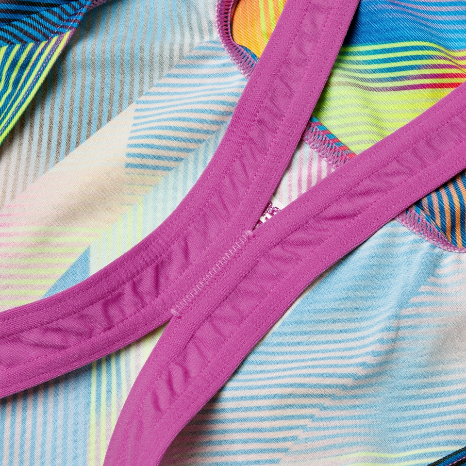 Girls' Digital Allover Powerback Swimsuit Blue/Pink