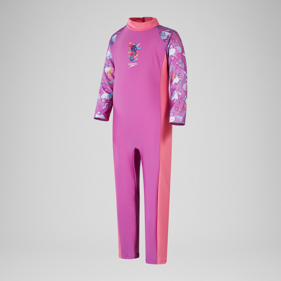 Girls' Printed All-In-One Sun Suit Pink/Purple