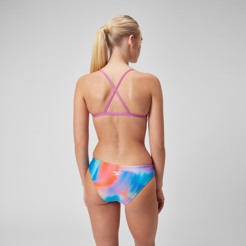 Damen Hipster-Badehose mit digitalem Allover-Print Blau/Pink