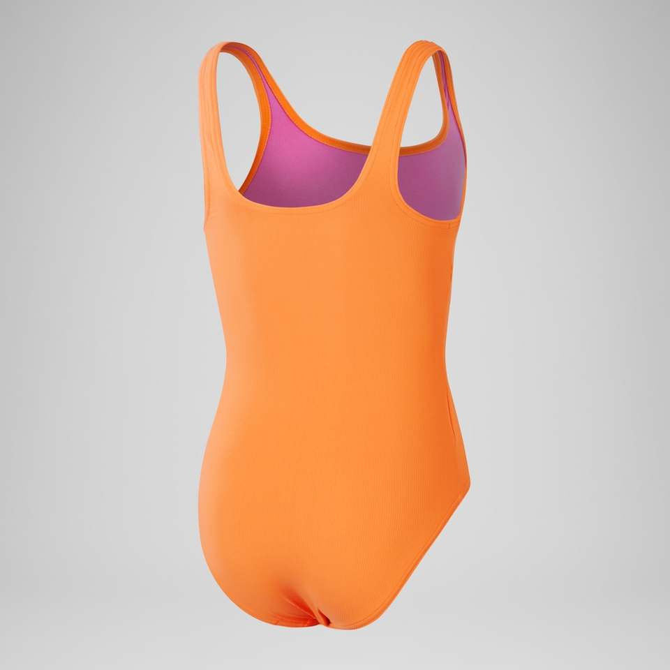 Girls' Textured Swimsuit Orange