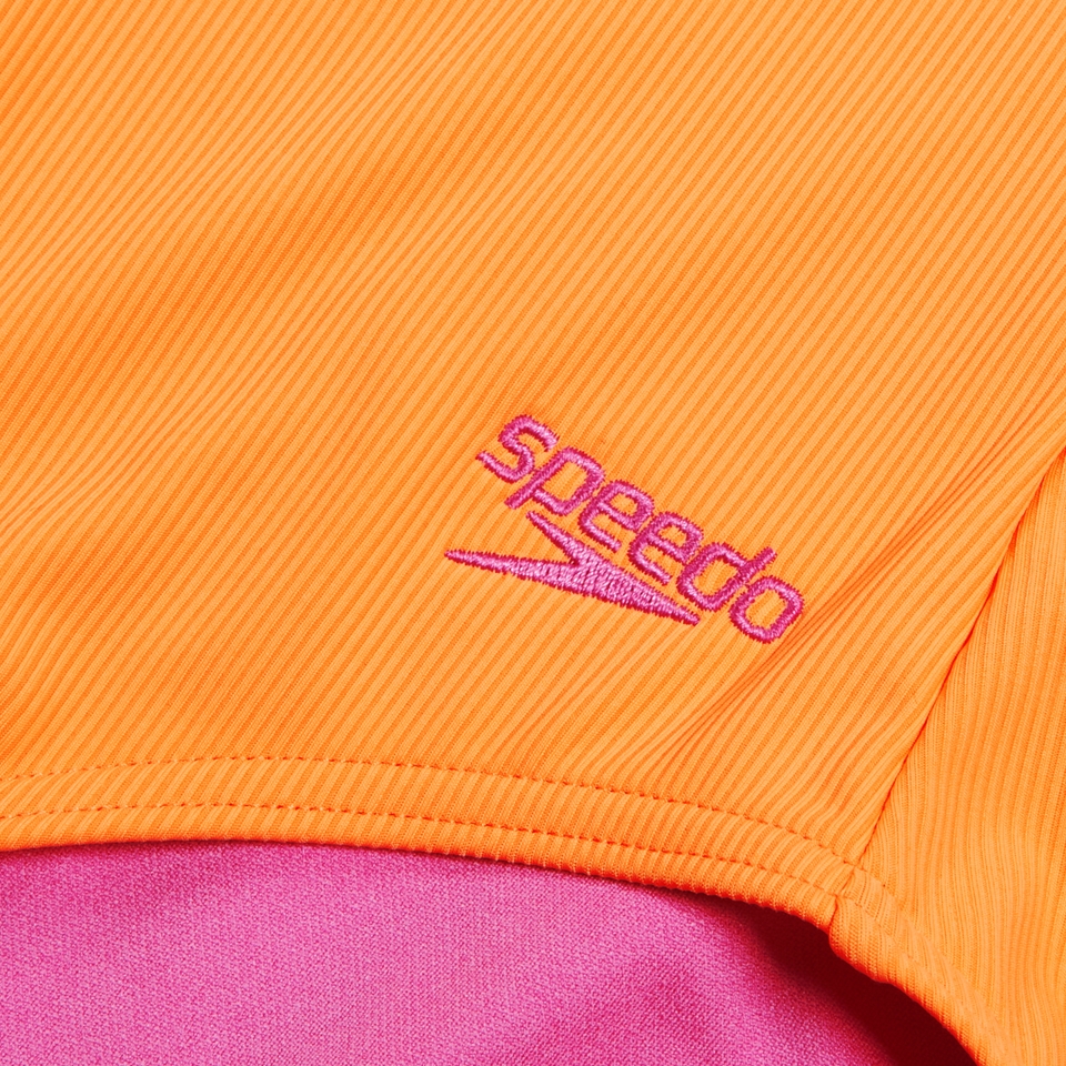 Girls' Textured Swimsuit Orange
