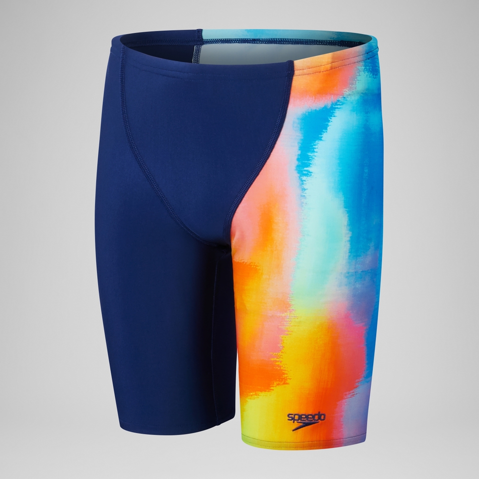 Jungen Schwimmhose mit digitalem Allover-Print und V-Schnitt Blau