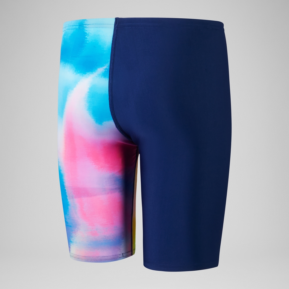 Jungen Schwimmhose mit digitalem Allover-Print und V-Schnitt Blau