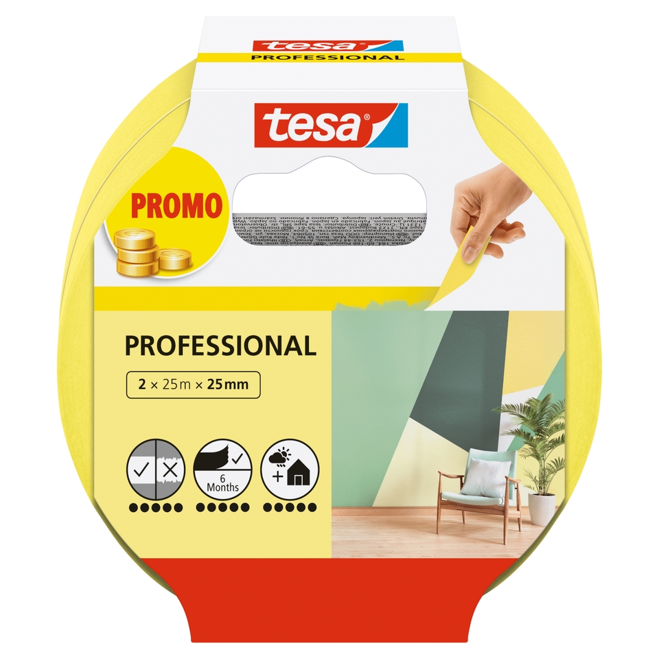 tesa Professional Masking Tape 25mm x 25m - 2 Pack