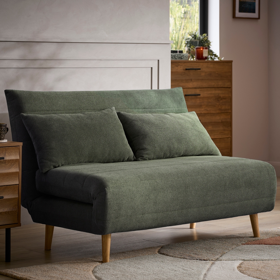 Boston Geo Chenille Sofa Bed - Olive Green