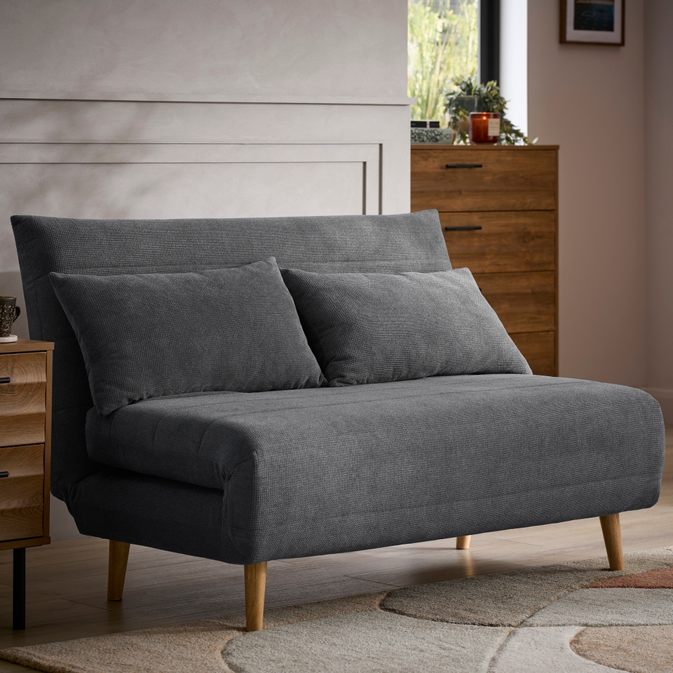 Boston Geo Chenille 2 Seater Sofa Bed - Mid Grey