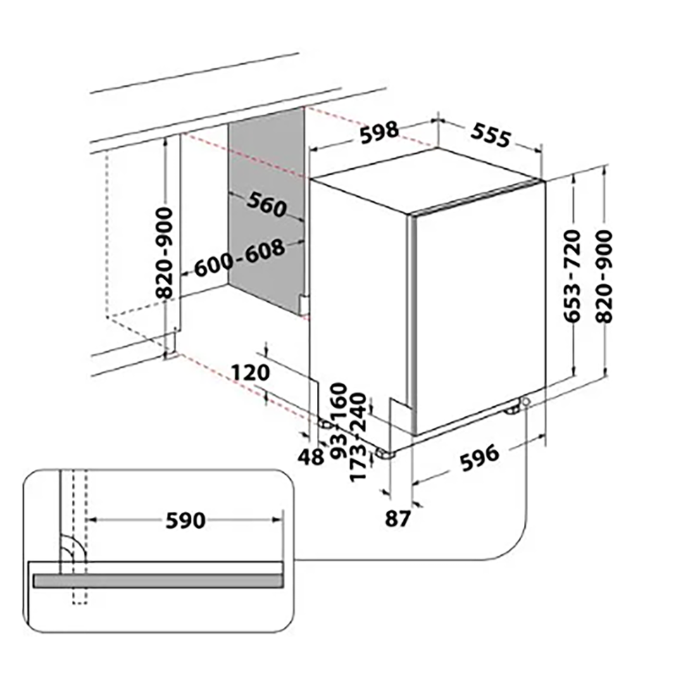 Indesit DIO3T131FEUK Fully Integrated Full Size Dishwasher White