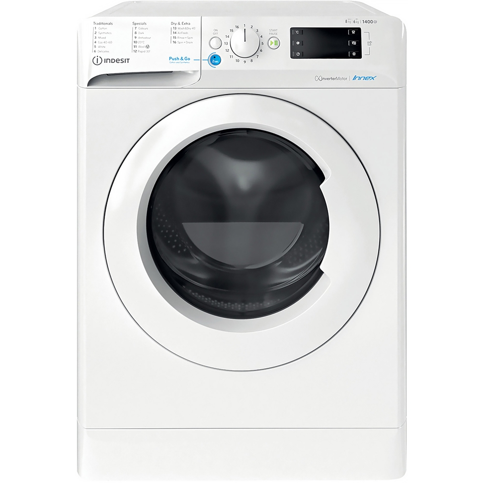 Indesit BDE86436XWUKN 8Kg / 6Kg Washer Dryer with 1400 rpm - White