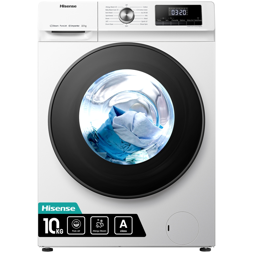 Hisense 3 Series WFQA1014EVJM 10kg Washing Machine with 1400 rpm - White