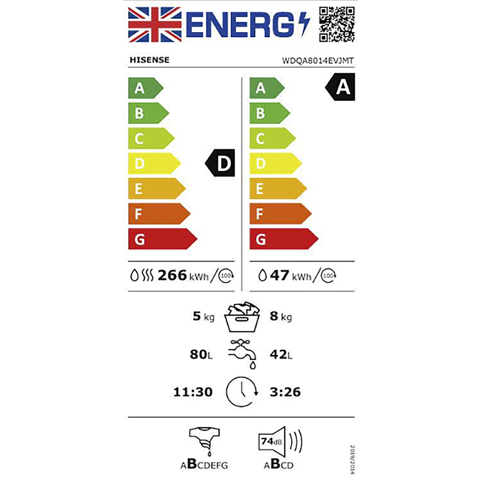 Hisense 3 Series WDQA8014EVJMT 8Kg / 5Kg Washer Dryer with 1400 rpm - Titanium
